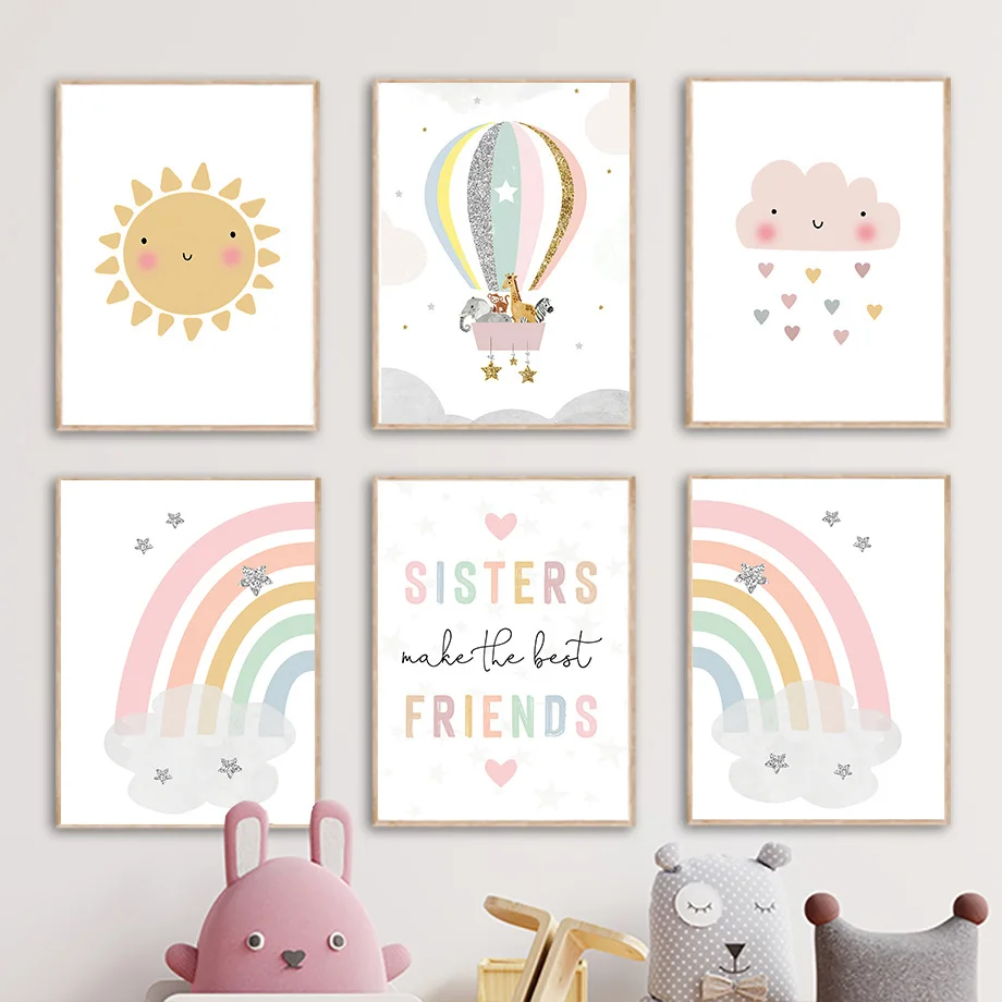 Baby Nursery Needs - Zürafa Fil Sıcak Balon Güneş Gökkuşağı