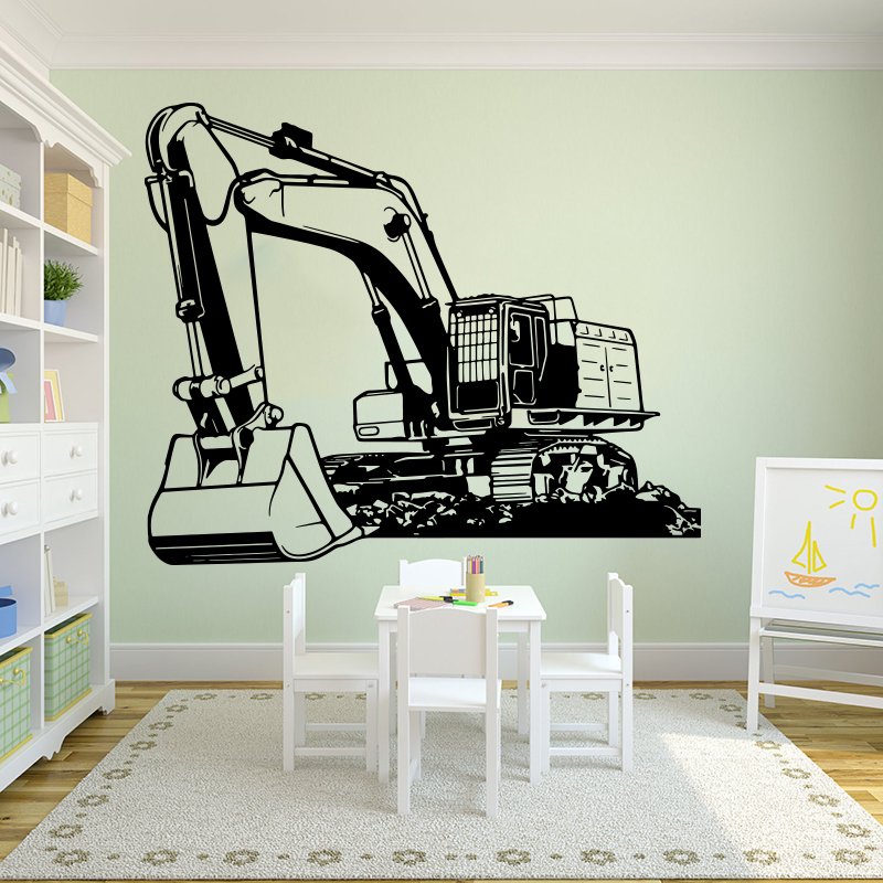 Baby Nursery Decals - Büyük Ağır Ekipman Ekskavatör Kazıcı Duvar