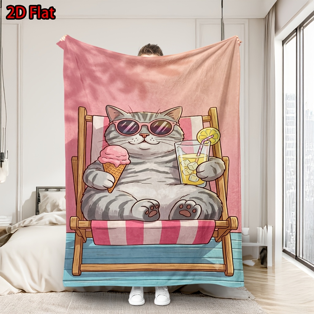 Baby Nursery Themes Girl - Sevimli Kedi Yazlık Battaniye Karikatür Plaj