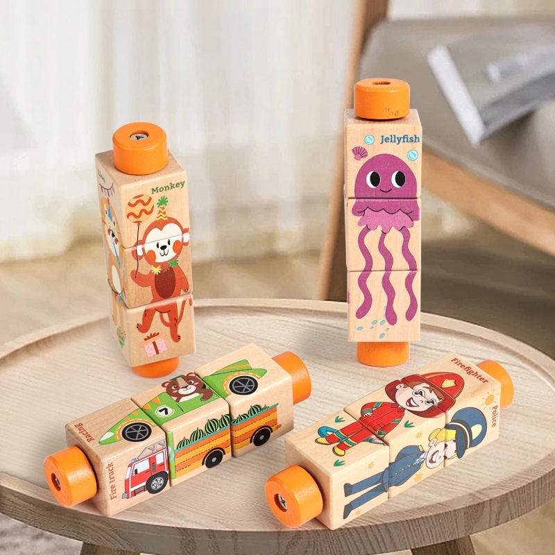 Baby Nursery Games - Bebek Ahşap Döner Yapboz El Zili
