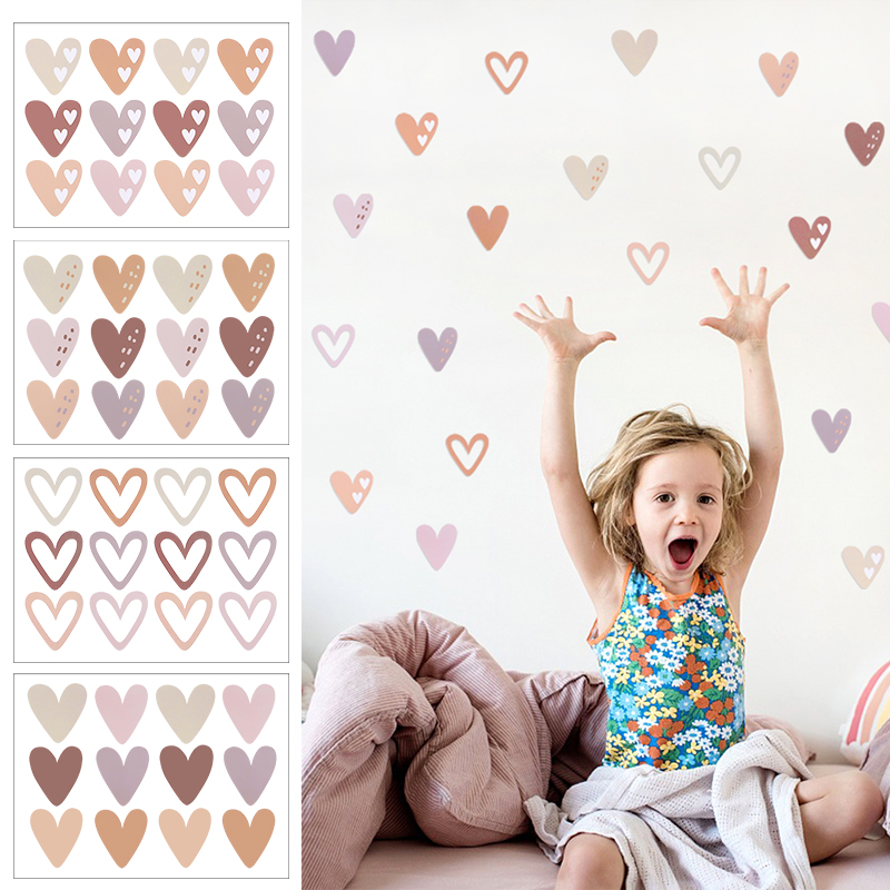 Baby Nursery Mural Wallpaper - 2 adet güzel kalpler Ins duvar