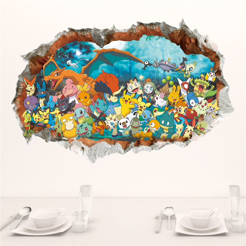 Baby Nursery Decals - Karikatür Pokémon Pikachu duvar Sticker çocuk