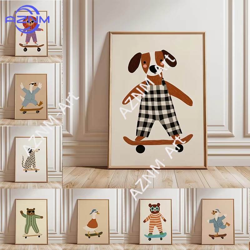 Baby Nursery Needs - 1 adet komik hayvan kaykay posteri