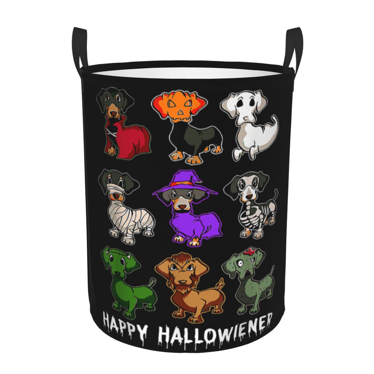 Baby Nursery Laundry Hamper - Mutlu Cadılar Bayramı Komik Dachshund Desenli