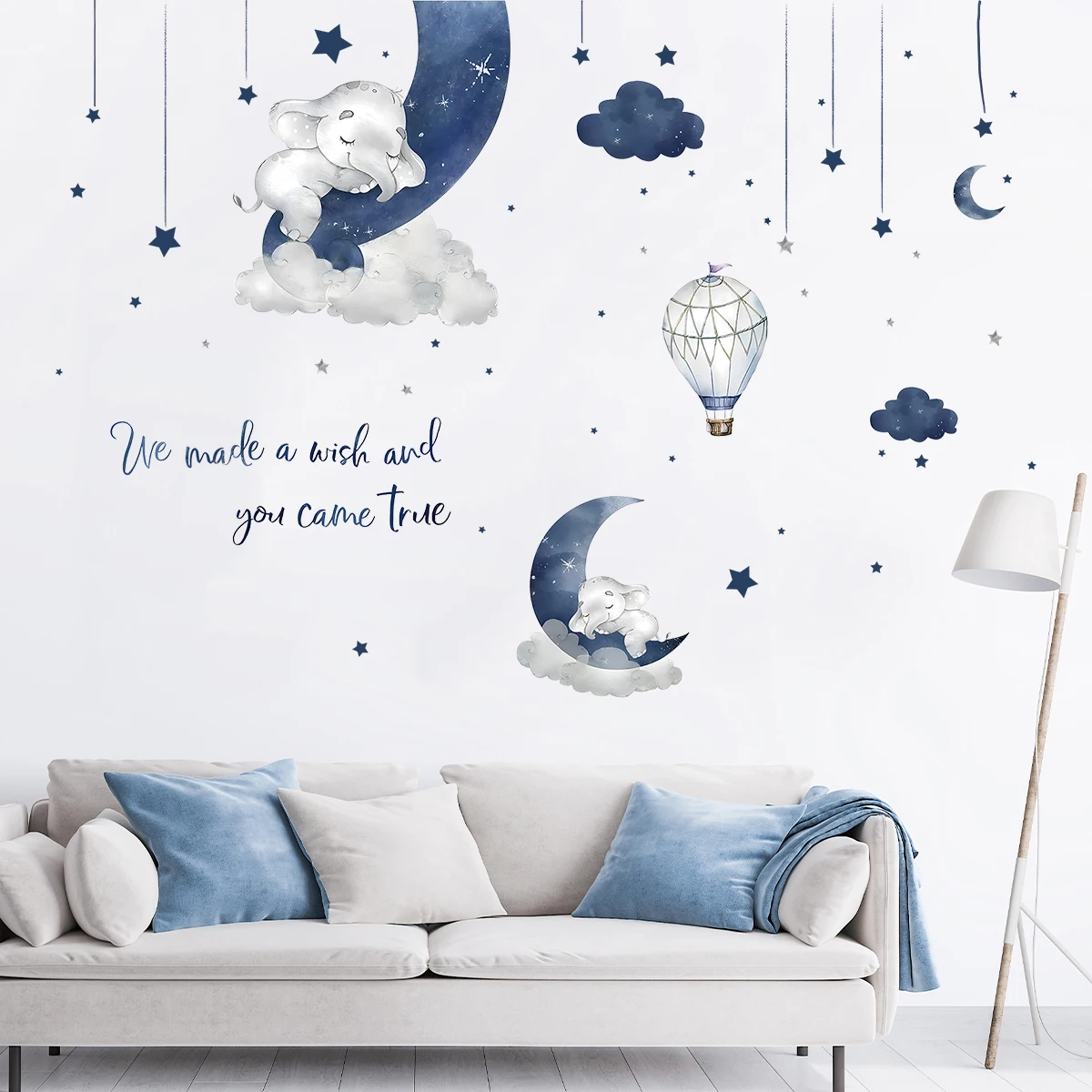 Baby Girl Nursery Quotes - 1 adet karikatür hayvan fil duvar