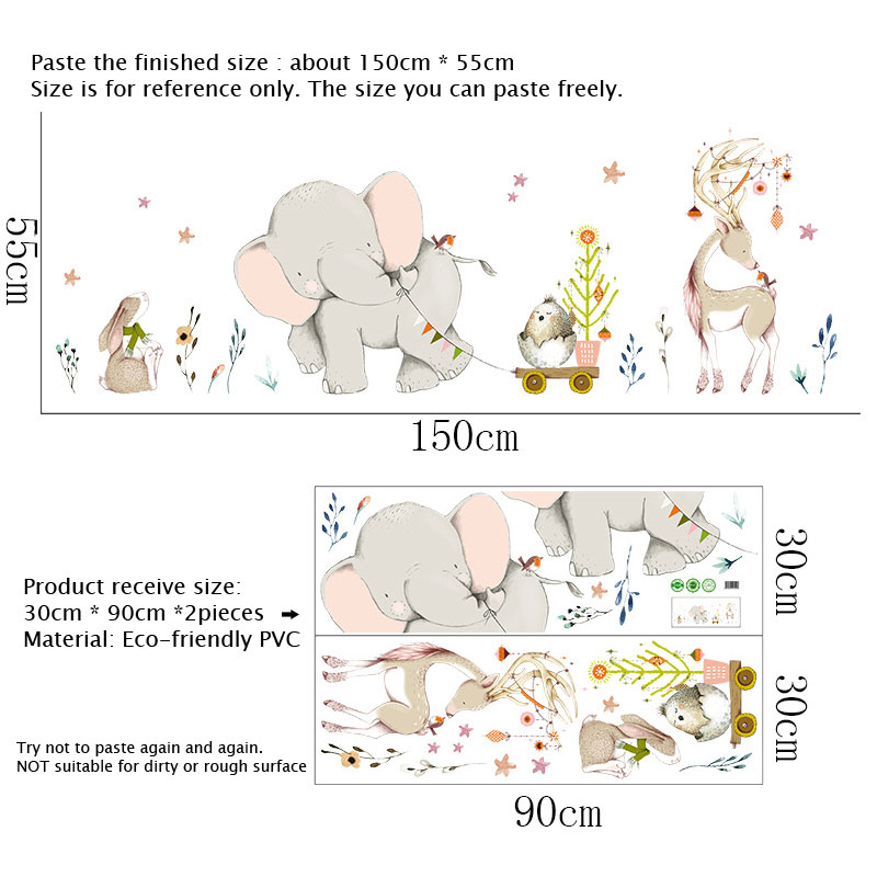 Mutlu Bebek Fil Tavşan duvar ç - Baby Nursery Mural Wallpaper incelemesi ve fiyatı