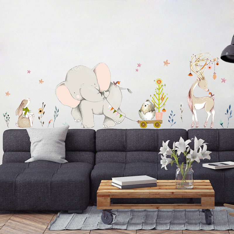 Mutlu Bebek Fil Tavşan duvar ç - Baby Nursery Mural Wallpaper incelemesi ve fiyatı