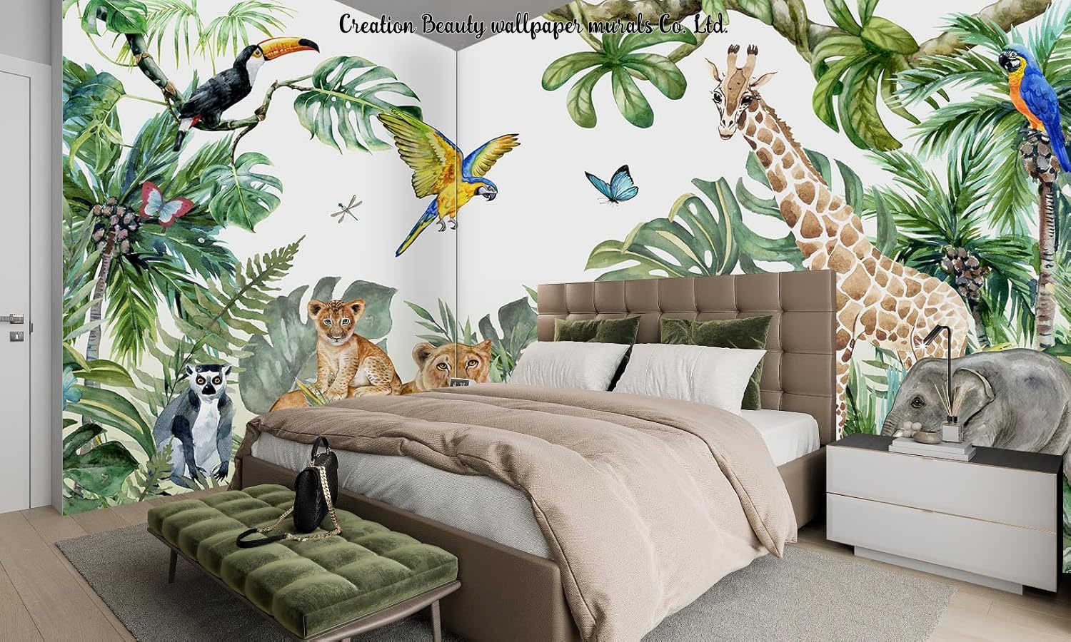 Suluboya Hayvanlar Orman Duvar - Baby Nursery Mural Wallpaper incelemesi ve fiyatı