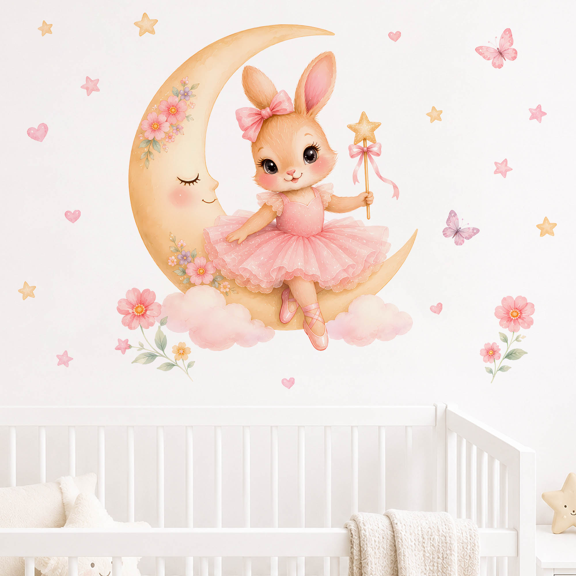 Suluboya Balerin Tavşanlı Ay D - Baby Girl Nursery Quotes incelemesi ve fiyatı