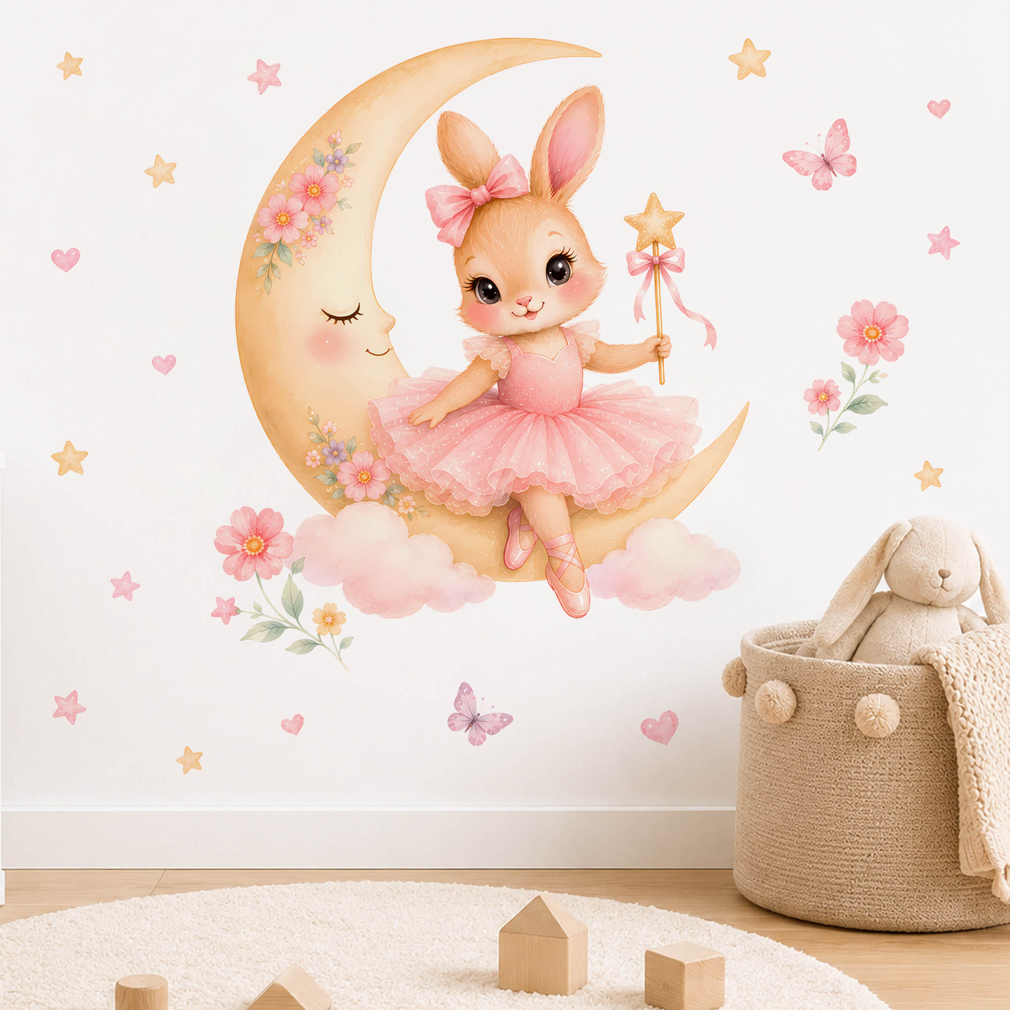 Suluboya Balerin Tavşanlı Ay D - Baby Girl Nursery Quotes incelemesi ve fiyatı