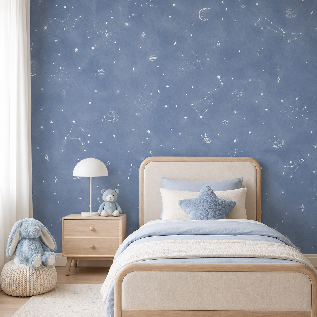 Mavi Yıldızlı Gökyüzü Kendinde - Baby Nursery Mural Wallpaper incelemesi ve fiyatı