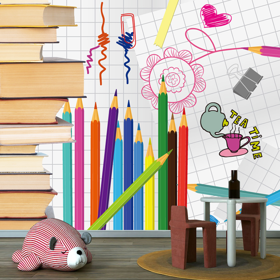 Oturma Odası Kitapları Çizim D - Baby Nursery Mural Wallpaper incelemesi ve fiyatı