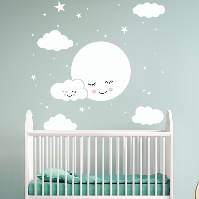 Beyaz Karikatür Gülümseyen Bul - Baby Nursery Mural Wallpaper incelemesi ve fiyatı