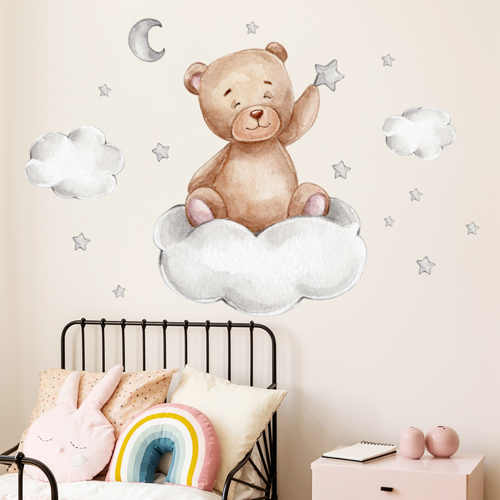 Ayı Ay Bulutlar Yıldızlar Duva - Baby Nursery Mural Wallpaper incelemesi ve fiyatı