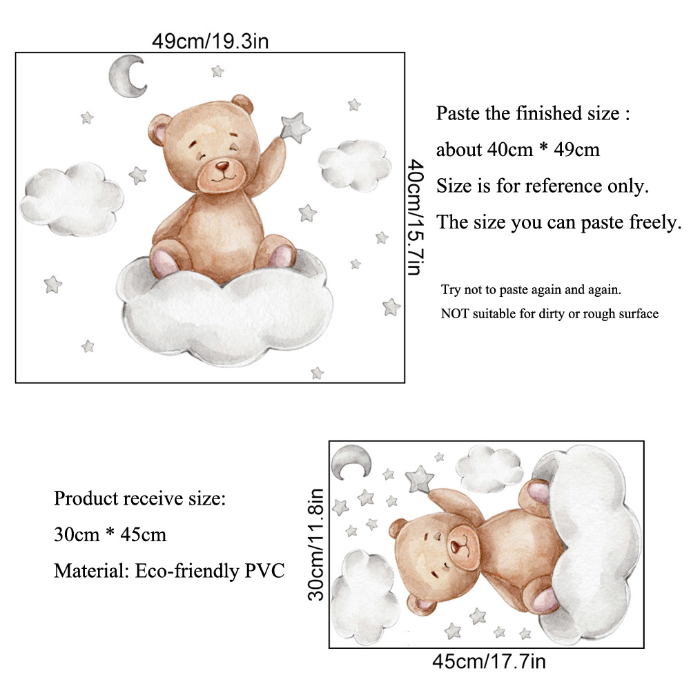 Ayı Ay Bulutlar Yıldızlar Duva - Baby Nursery Mural Wallpaper incelemesi ve fiyatı