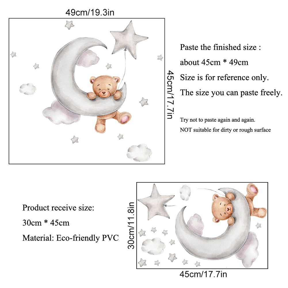 Ayı Ay Bulutlar Yıldızlar Duva - Baby Nursery Mural Wallpaper incelemesi ve fiyatı