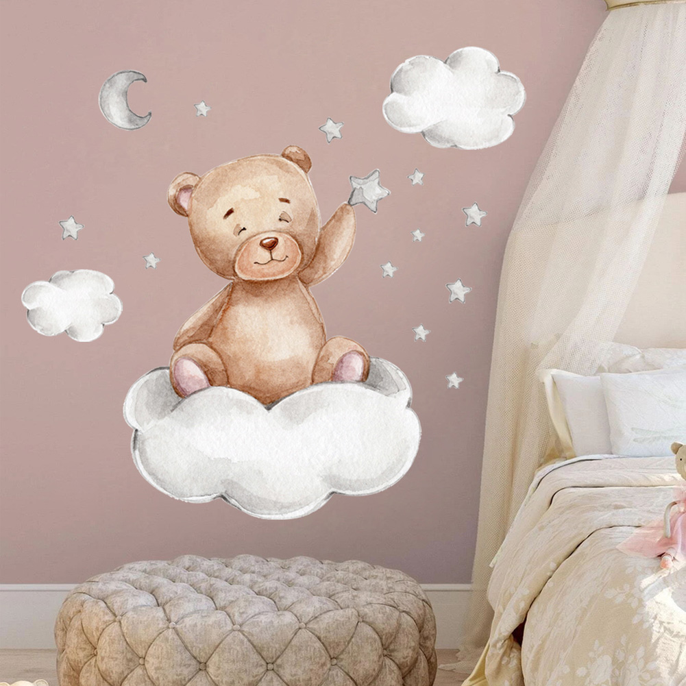 Ayı Ay Bulutlar Yıldızlar Duva - Baby Nursery Mural Wallpaper incelemesi ve fiyatı